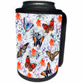 3dRose Amar Singha Art - Pattern - A Pattern Design With Flowers And Butterflies In Watercolor - Can Cooler Bottle Wrap (cc_280118)