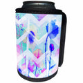 3dRose Sarah Ashmun Design - Flowers - Colorful flowers with blue background and chevron stripe - Can Cooler Bottle Wrap (cc_280132)