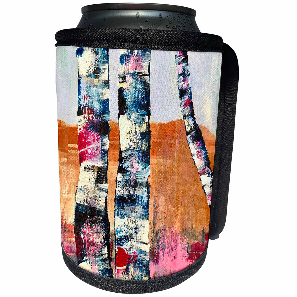 3dRose Sarah Ashmun Design - Nature - Colorful painting of trees in the landscape - Can Cooler Bottle Wrap (cc_280133)