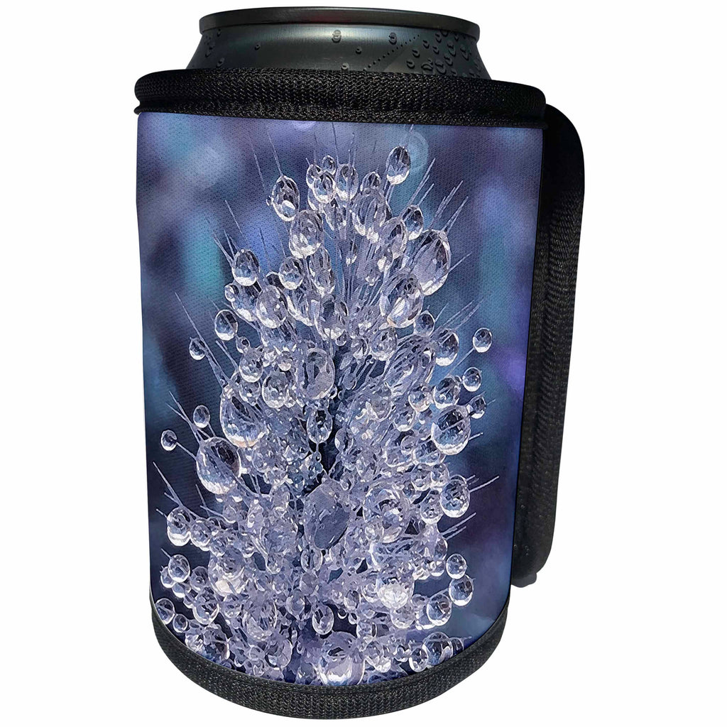 3dRose Sarah Ashmun Design - Nature - Water droplets on a small plant - Can Cooler Bottle Wrap (cc_280134)