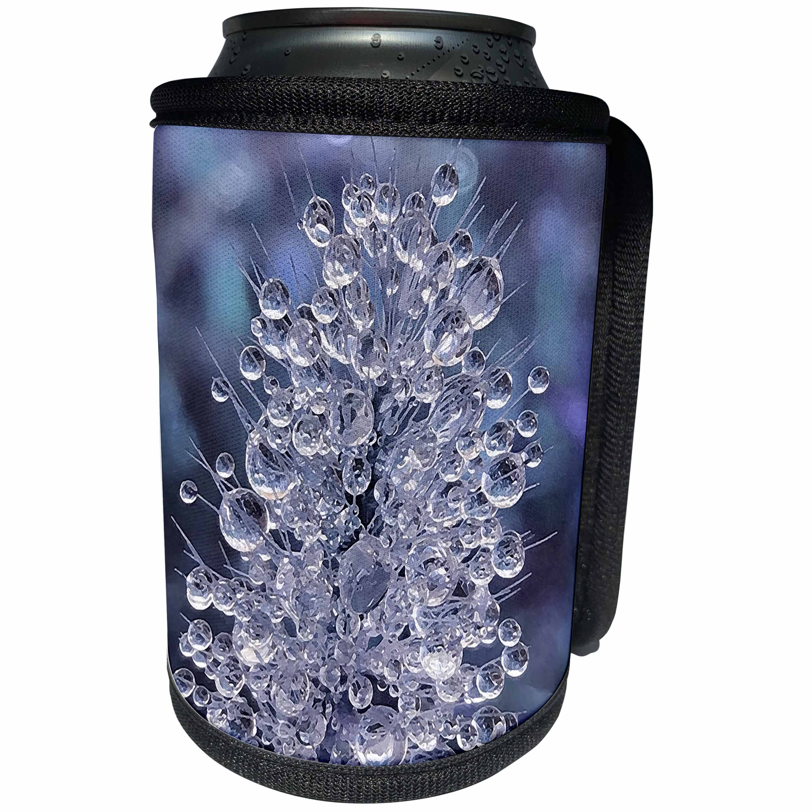 3dRose Sarah Ashmun Design - Nature - Water droplets on a small plant - Can Cooler Bottle Wrap (cc_280134)