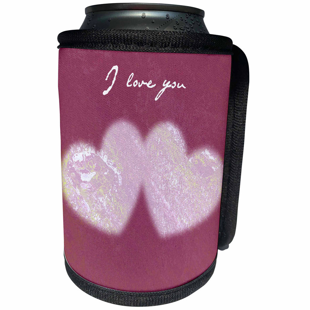 3dRose Patricia Sanders Creations - Two Hearts I love you - Can Cooler Bottle Wrap (cc_28014)