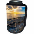 3dRose Elysium Photography - Seascape - Sunset and Log Heart Along the Shore, White Rock, British Columbia - Can Cooler Bottle Wrap (cc_280143)