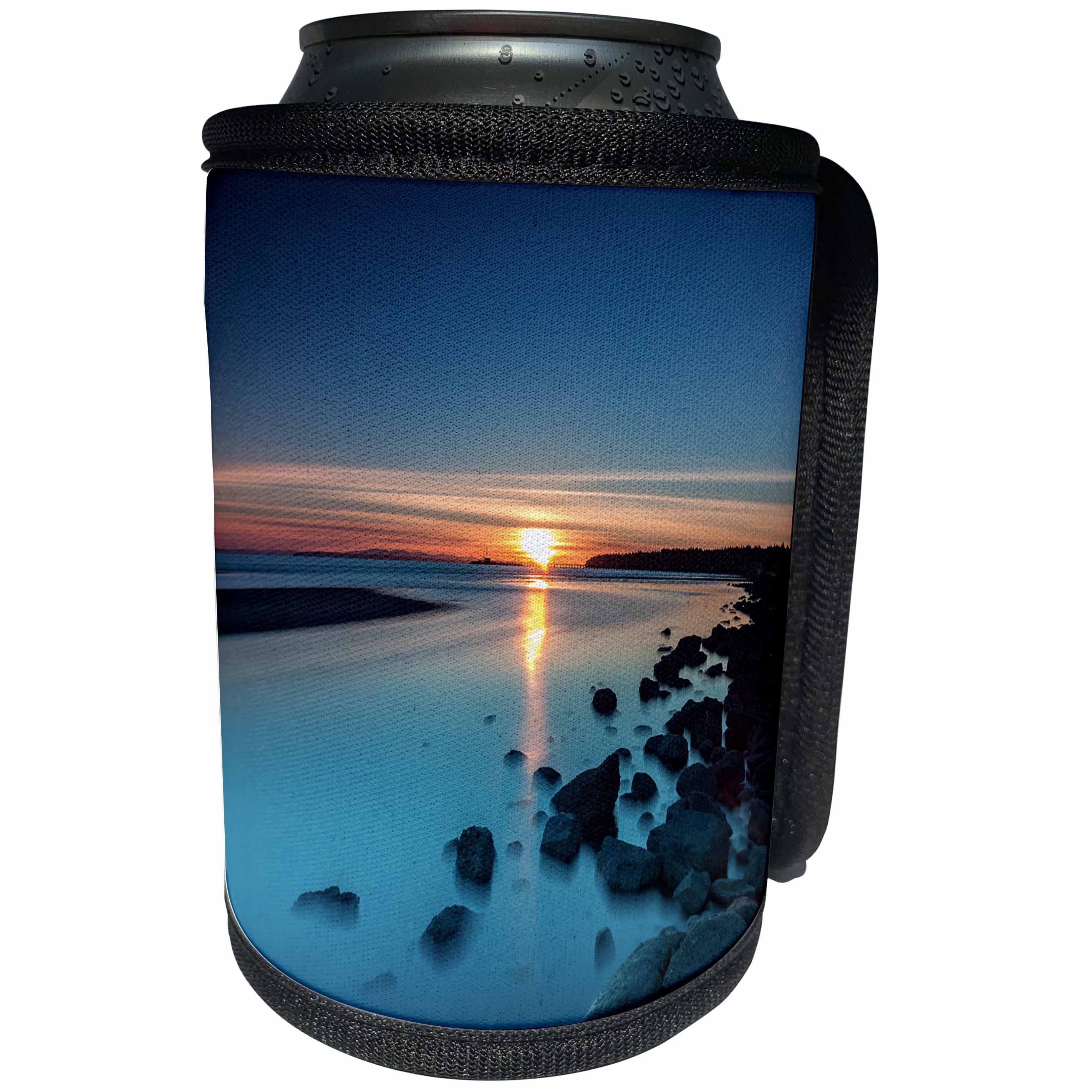 3dRose Elysium Photography - Seascape - Sunset On the Beach at White Rock, British Columbia - Can Cooler Bottle Wrap (cc_280144)