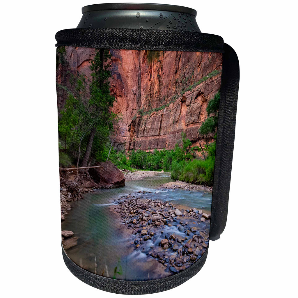 3dRose Elysium Photography - Landscape - Virgin River, Zion National Park, Utah - Can Cooler Bottle Wrap (cc_280148)