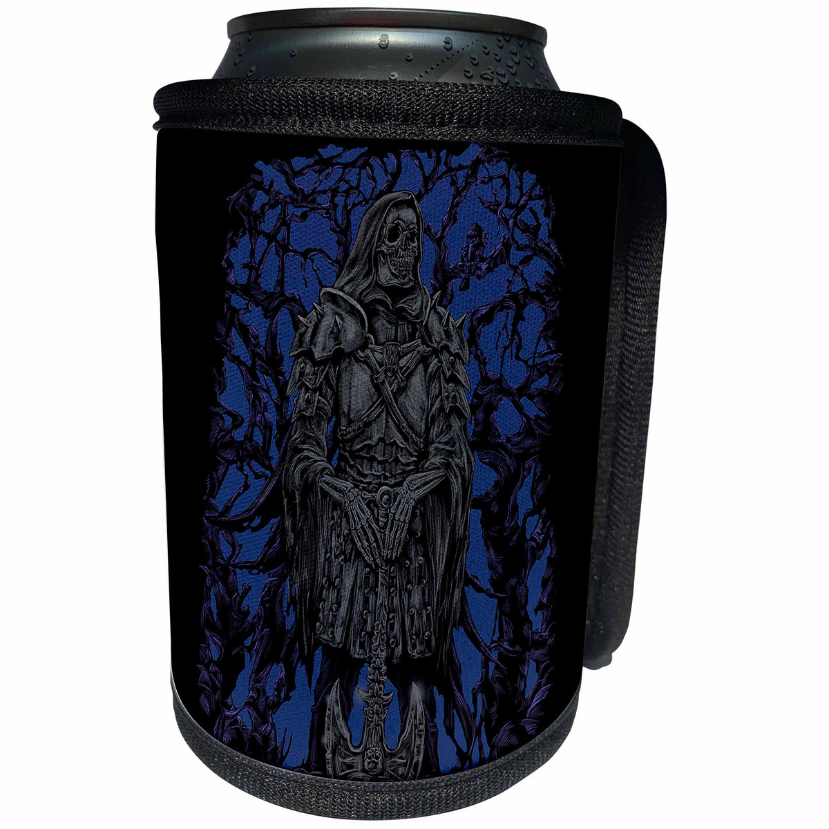 3dRose Justas Vebra Art - Skulls - The Reaper - dark gothic skull warrior with axe and armour - Can Cooler Bottle Wrap (cc_280162)