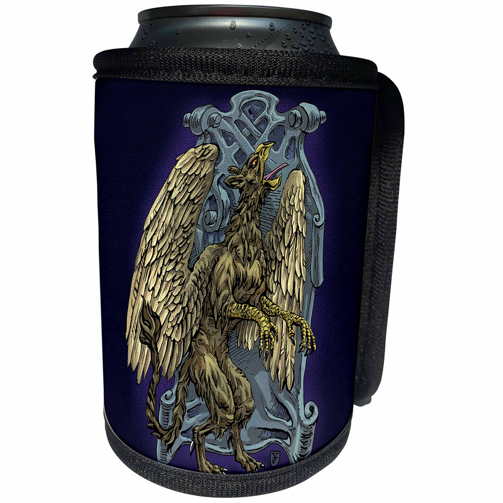 3dRose Justas Vebra Art - Fantasy Creatures And Heroes - Griffin - winged mythical fantasy creature with crest - Can Cooler Bottle Wrap (cc_280163)