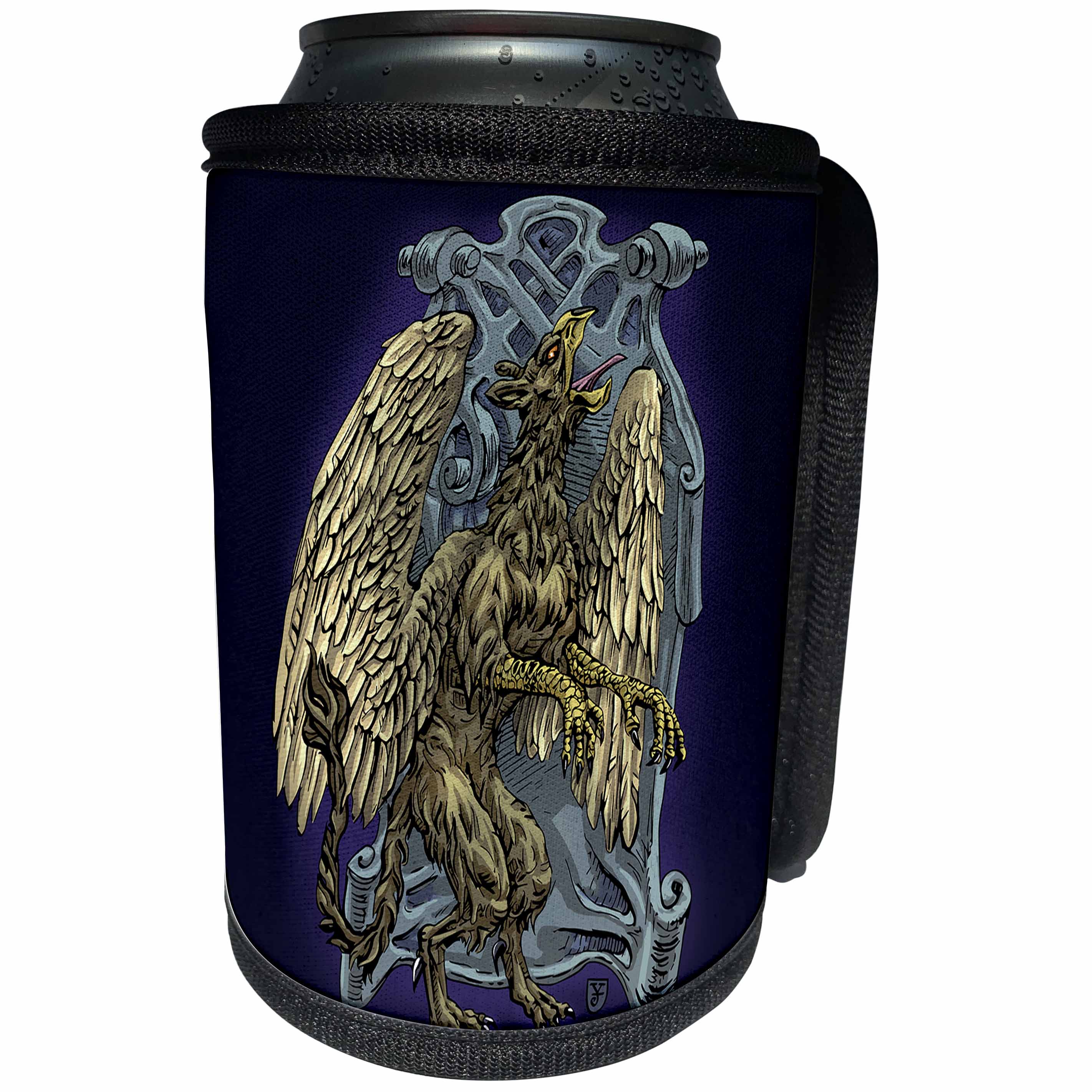 3dRose Justas Vebra Art - Fantasy Creatures And Heroes - Griffin - winged mythical fantasy creature with crest - Can Cooler Bottle Wrap (cc_280163)