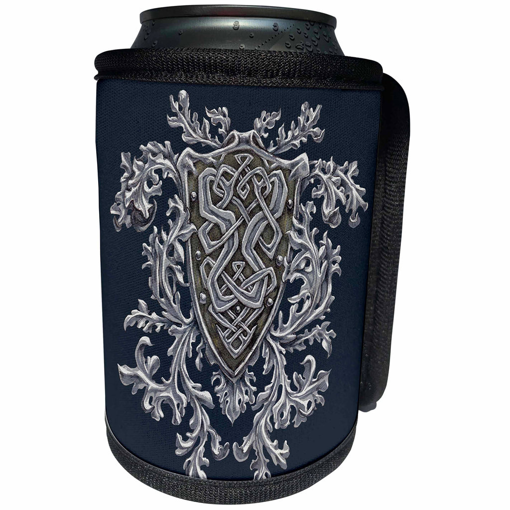 3dRose Justas Vebra Art - Abstract And Decorative - Celtic Crest with heraldic decorative patterns - Celtic knots - Can Cooler Bottle Wrap (cc_280165)
