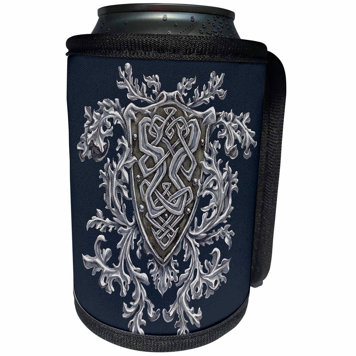 3dRose Justas Vebra Art - Abstract And Decorative - Celtic Crest with heraldic decorative patterns - Celtic knots - Can Cooler Bottle Wrap (cc_280165)