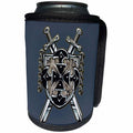 3dRose Justas Vebra Art - Abstract And Decorative - Coat of arms of a hero with chains, swords and shield - Can Cooler Bottle Wrap (cc_280168)
