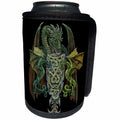 3dRose Justas Vebra Art - Fantasy Creatures And Heroes - Dragons with shield and Celtic ornaments in the dark - Can Cooler Bottle Wrap (cc_280169)