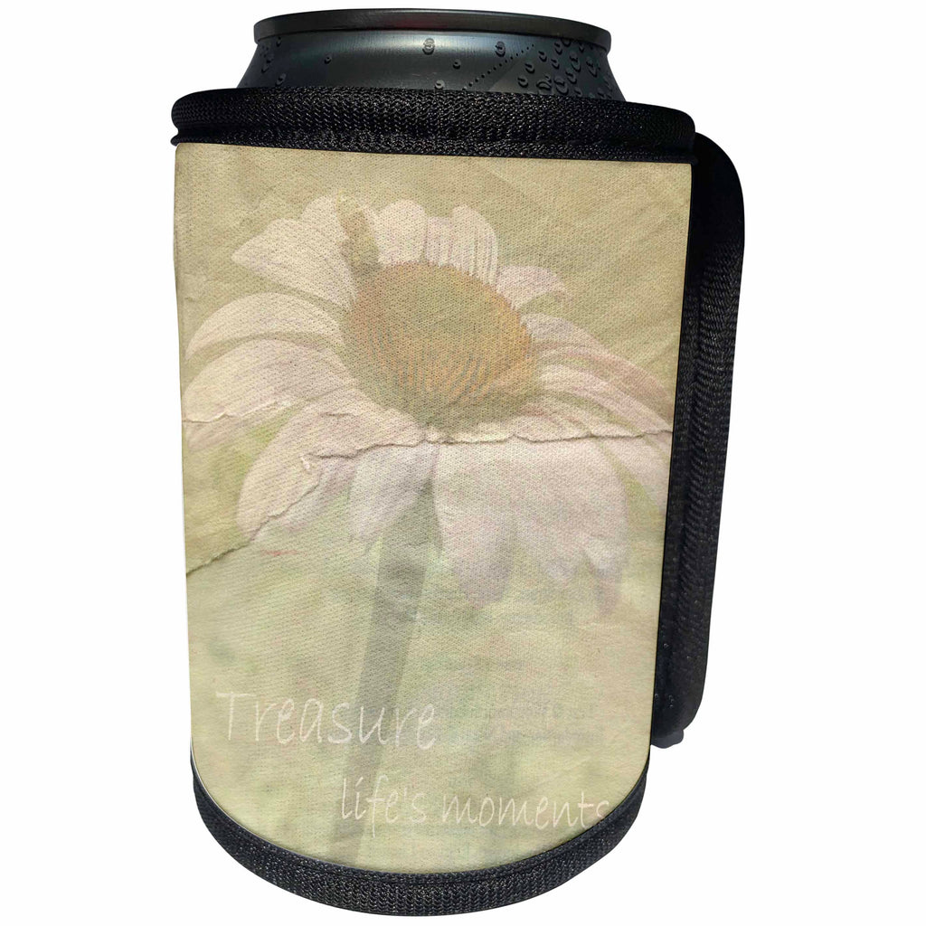 3dRose Patricia Sanders Flowers - Vintage Paper Treasure Life Floral - Can Cooler Bottle Wrap (cc_28021)