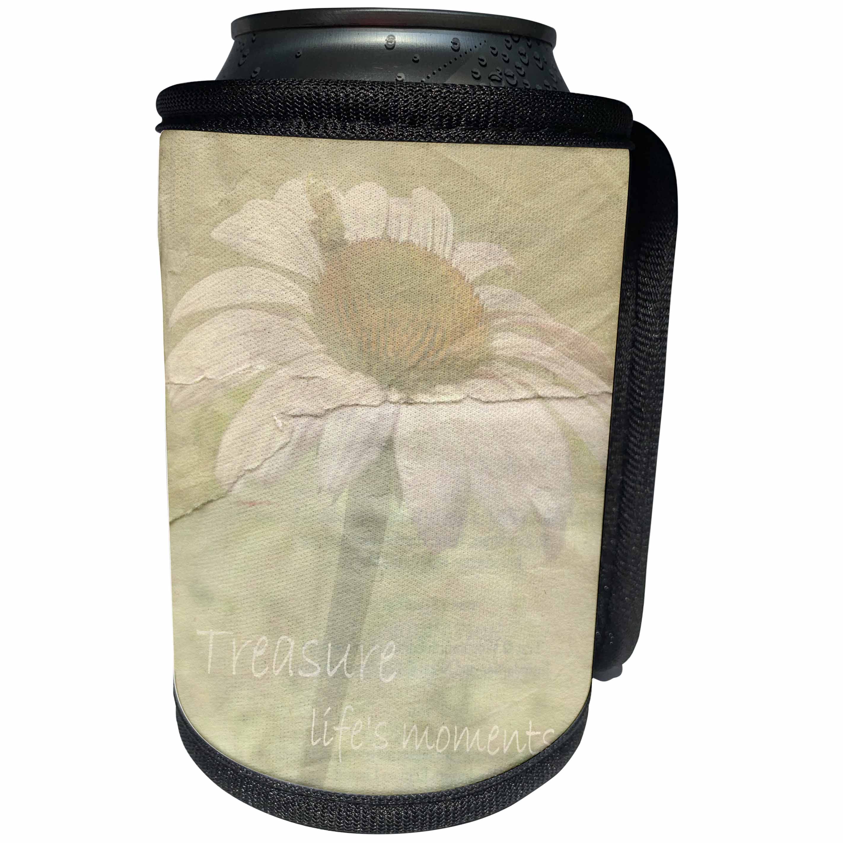 3dRose Patricia Sanders Flowers - Vintage Paper Treasure Life Floral - Can Cooler Bottle Wrap (cc_28021)