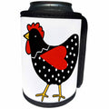 3dRose AllSouthernDesignTees - Birds - Cool fun black chicken with cute red heart wing - Can Cooler Bottle Wrap (cc_280212)