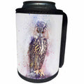 3dRose Sven Herkenrath Animal - Colorful Watercolor Background with Owl Bird Portrait - Can Cooler Bottle Wrap (cc_280253)
