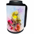 3dRose Sven Herkenrath Animal - Bird Parakeet sitting on a Branch with Watercolor - Can Cooler Bottle Wrap (cc_280254)