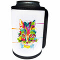 3dRose Sven Herkenrath Animal - Colorful Cat Portrait Kitty Animal Red Blue Yellow - Can Cooler Bottle Wrap (cc_280265)