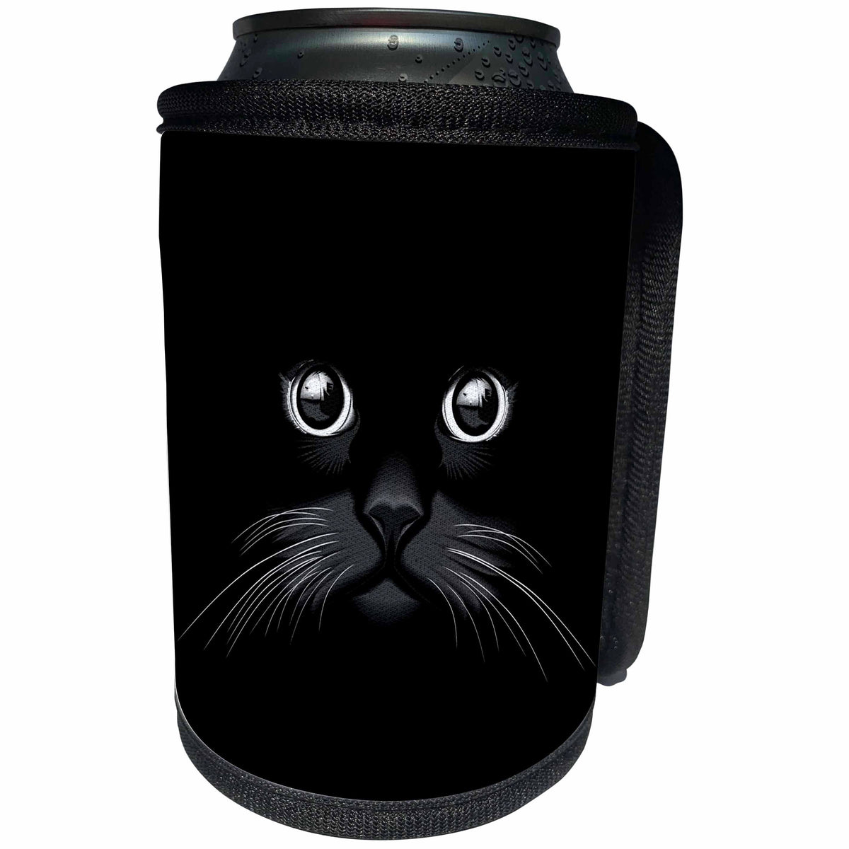 3dRose Sven Herkenrath Animal - Cat Eyes Kitty with Black Background Very Dangerous - Can Cooler Bottle Wrap (cc_280266)