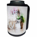 3dRose Sven Herkenrath Animal - Watercolor Design with Cat and Purple Orchid Flower - Can Cooler Bottle Wrap (cc_280268)