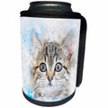 3dRose Sven Herkenrath Animal - Funny Watercolor Cat Pet - Can Cooler Bottle Wrap (cc_280275)