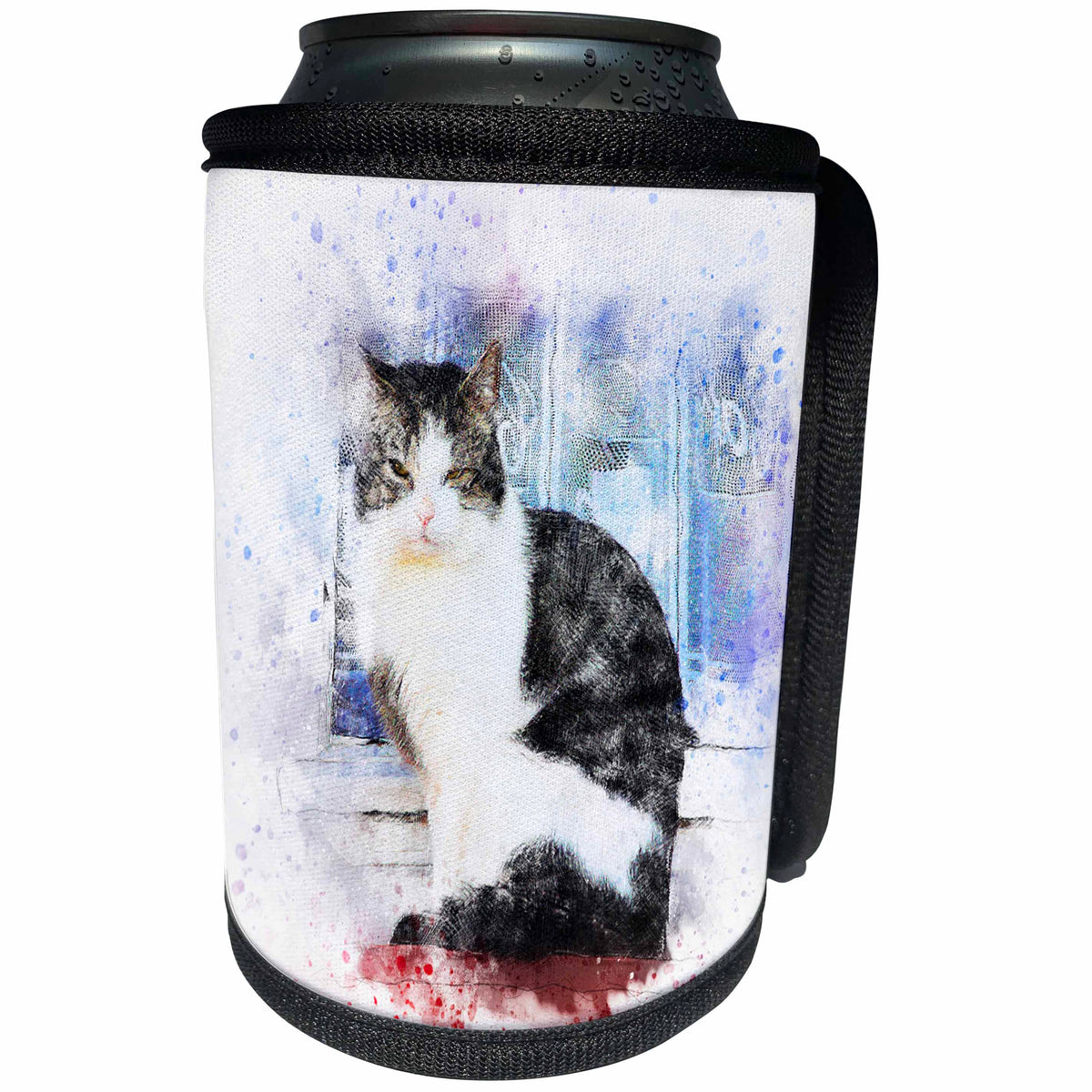3dRose Sven Herkenrath Animal - Cat Pet Animal Kitty Love Watercolor Illustration - Can Cooler Bottle Wrap (cc_280277)