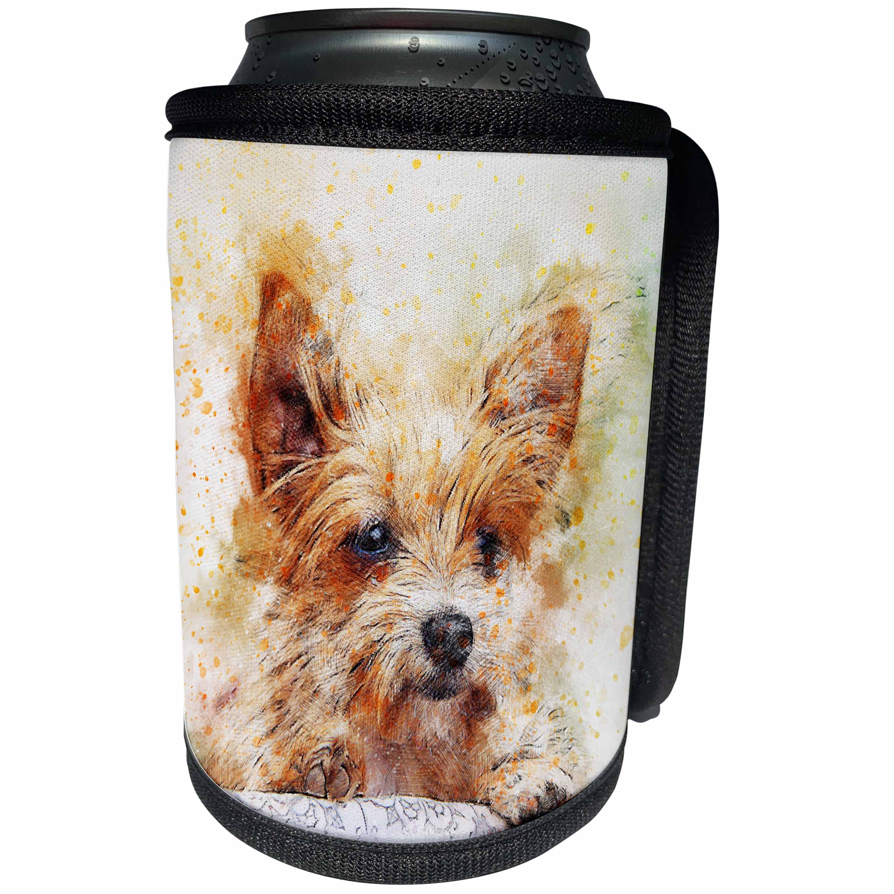 3dRose Sven Herkenrath Animal - Dog Pet Puppy Watercolor - Can Cooler Bottle Wrap (cc_280295)