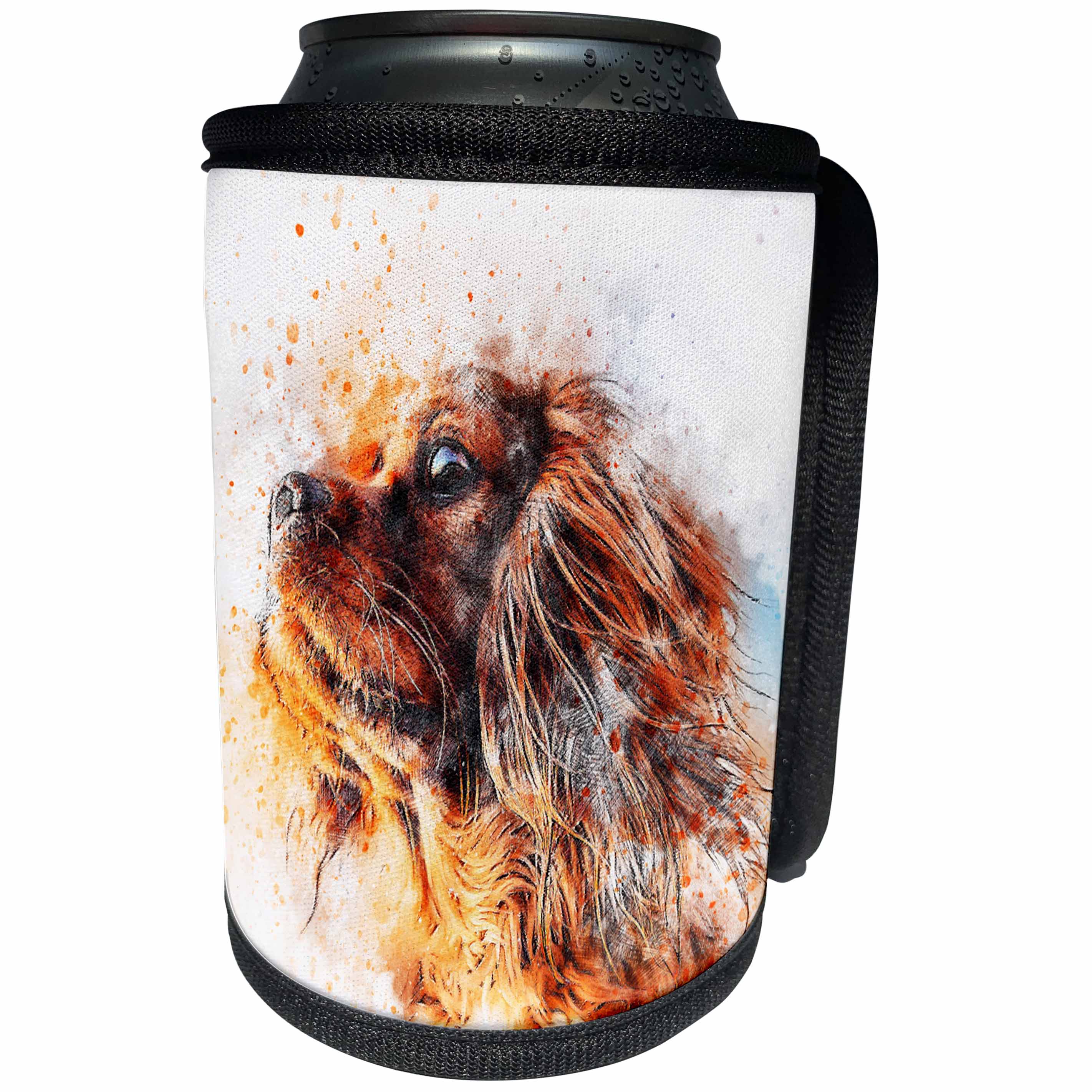3dRose Sven Herkenrath Animal - Dog Watercolor Portrait - Can Cooler Bottle Wrap (cc_280298)