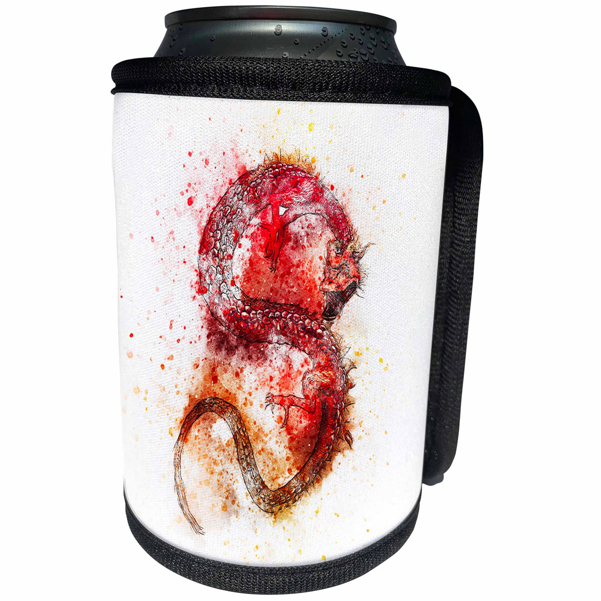 3dRose Sven Herkenrath Animal - Watercolor Dragon Fantasy Monster Asia Symbol - Can Cooler Bottle Wrap (cc_280303)