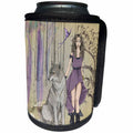 3dRose Sven Herkenrath Fantasy - Fantasy Elf with Wolf Wolves Moon - Can Cooler Bottle Wrap (cc_280305)