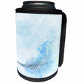 3dRose Sven Herkenrath Nature - Watercolor Design in Blue with Feather Bird - Can Cooler Bottle Wrap (cc_280306)