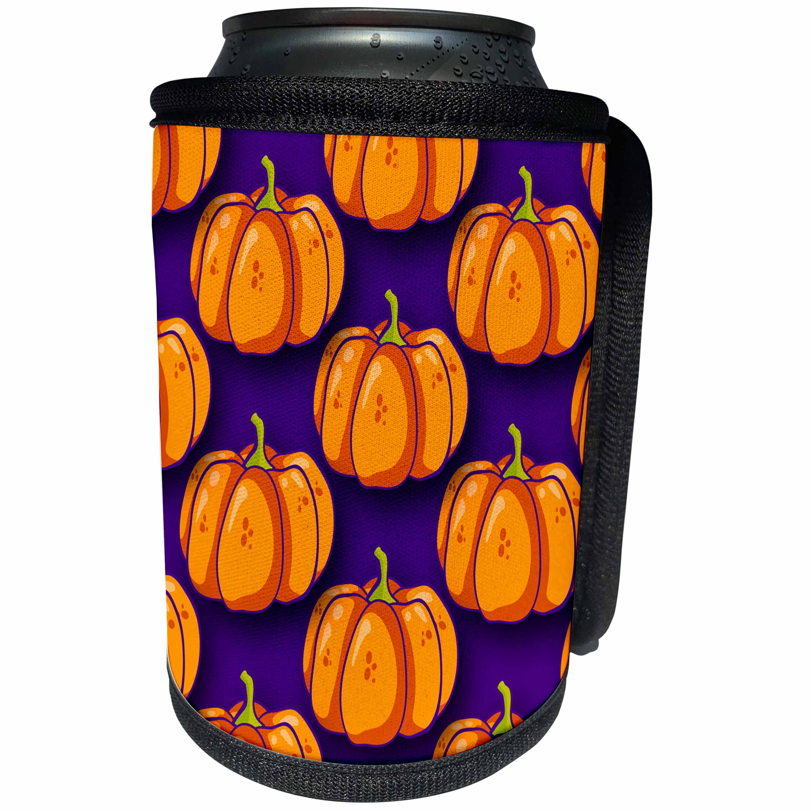 3dRose Sven Herkenrath Art - Pattern Design of Pumpkins for Halloween and Parties - Can Cooler Bottle Wrap (cc_280319)