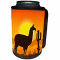 3dRose Sven Herkenrath Animal - Lama Alpaca in Mexican Nature with Sunset in the Background - Can Cooler Bottle Wrap (cc_280322)