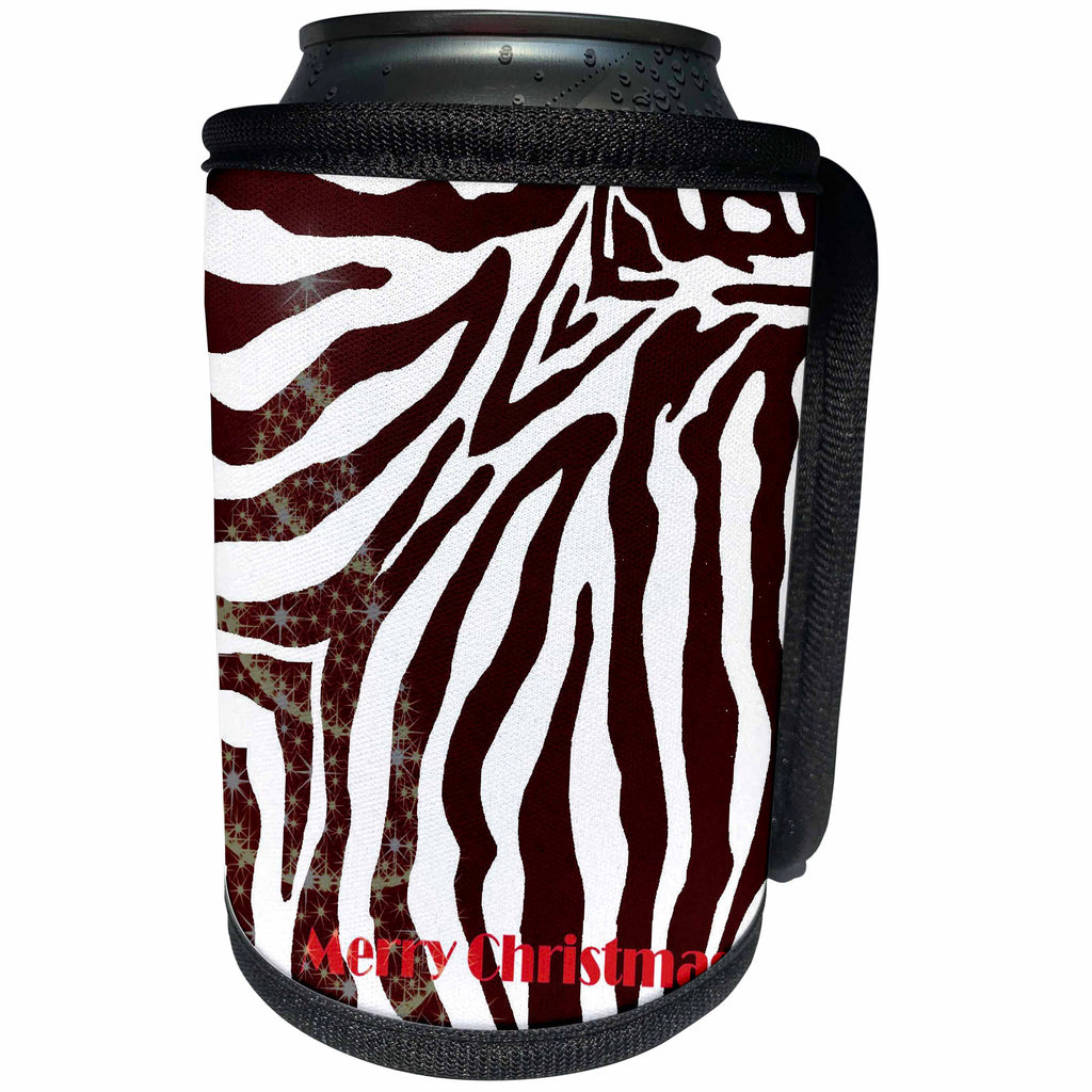 3dRose Patricia Sanders Christmas - Zebra Print Christmas Tree - Can Cooler Bottle Wrap (cc_28033)