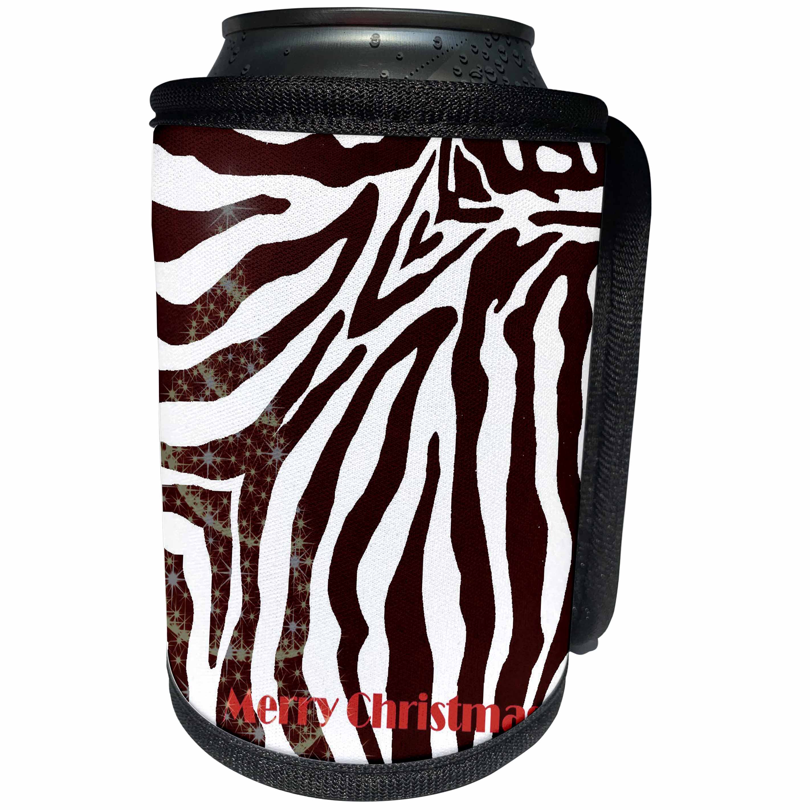 3dRose Patricia Sanders Christmas - Zebra Print Christmas Tree - Can Cooler Bottle Wrap (cc_28033)