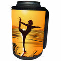 3dRose Sven Herkenrath Nature - Yoga Women with Sunset and Ocean View Holiday Sport - Can Cooler Bottle Wrap (cc_280375)
