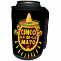 3dRose Sven Herkenrath Celebration - Cinco de Mayo Mexican Style Lettering and Sombrero on Black Background - Can Cooler Bottle Wrap (cc_280382)