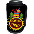 3dRose Sven Herkenrath Celebration - Cinco de Mayo Mexican Style Lettering and Pinata on Black Background - Can Cooler Bottle Wrap (cc_280383)