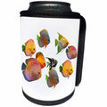 3dRose Sven Herkenrath Animal - A Swarm Colorful Discus Fishes on Empty White Background - Can Cooler Bottle Wrap (cc_280387)