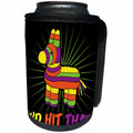3dRose Sven Herkenrath Animal - Id Hit That Colorful Fond and Cute Pinata on Black Background - Can Cooler Bottle Wrap (cc_280388)