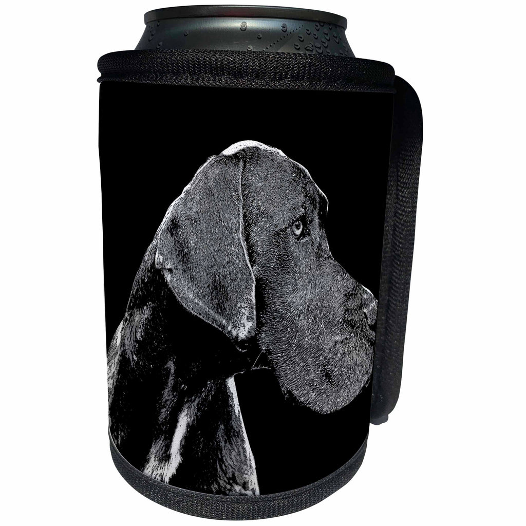 3dRose Sven Herkenrath Animal - A Cute Great Dane Dog on Black Background Trendy Side Profile - Can Cooler Bottle Wrap (cc_280401)