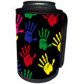 3dRose Sven Herkenrath Art - Colorful Hand Prints on Black Background Trendy Work - Can Cooler Bottle Wrap (cc_280415)