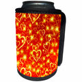 3dRose Sven Herkenrath Art - Beautiful Red and Gold Pattern with Hearts and Bright Lights - Can Cooler Bottle Wrap (cc_280426)