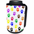 3dRose Sven Herkenrath Art - Colorful Paw Prints on White Background Trendy Work - Can Cooler Bottle Wrap (cc_280429)