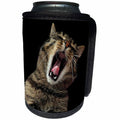 3dRose Sven Herkenrath Animal - Funny and Cute Yawning Cat on Black Background - Can Cooler Bottle Wrap (cc_280444)