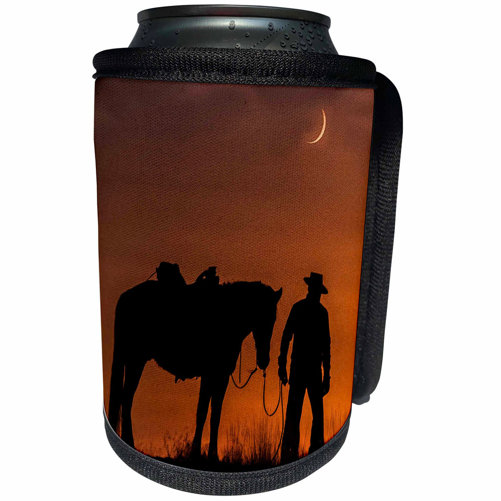 3dRose Roni Chastain Photography - Man and his horse - Can Cooler Bottle Wrap (cc_280464)