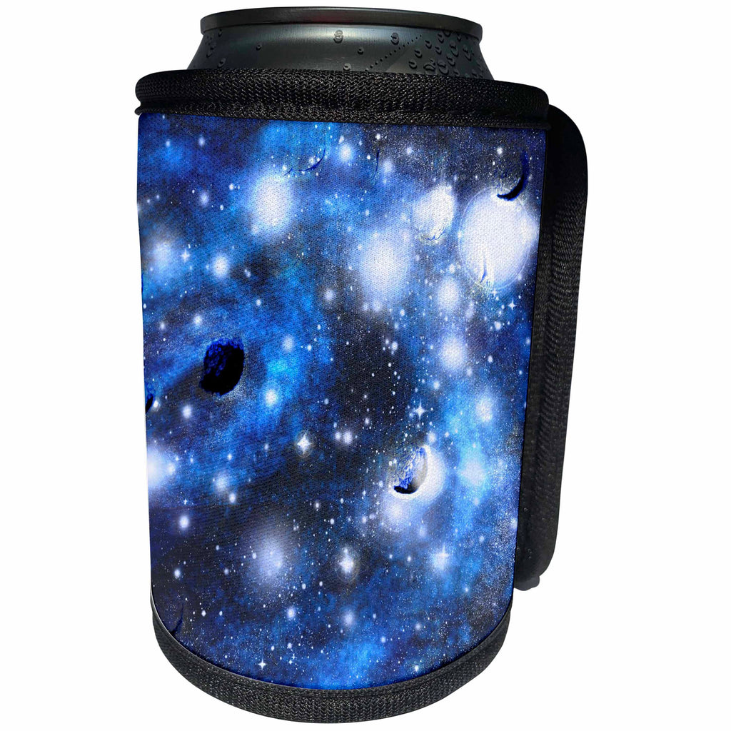 3dRose Patricia Sanders Creations - Blue Space and Stars - Can Cooler Bottle Wrap (cc_28048)