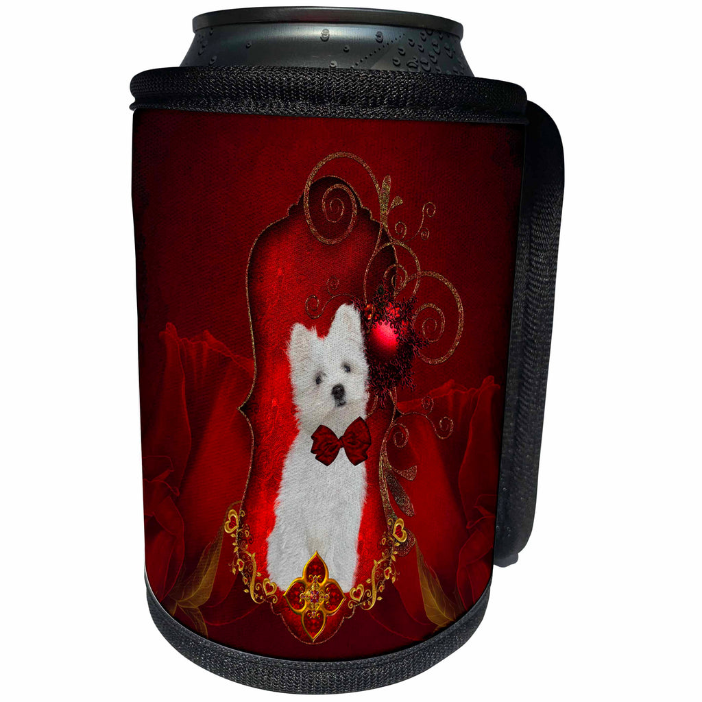3dRose Heike Köhnen Design Animal - Cute little Maltese puppy - Can Cooler Bottle Wrap (cc_280483)