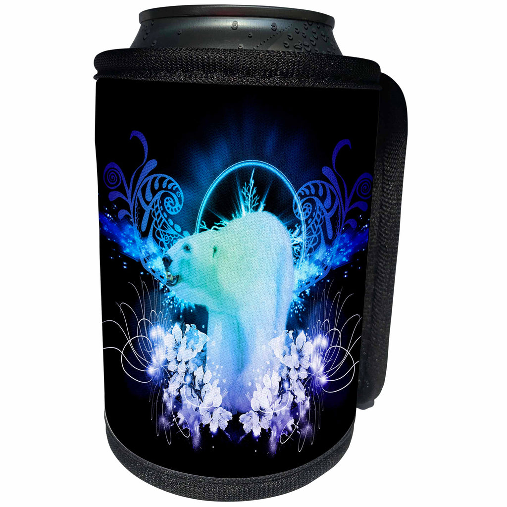 3dRose Heike Köhnen Design Animal - Awesome polar bear - Can Cooler Bottle Wrap (cc_280492)