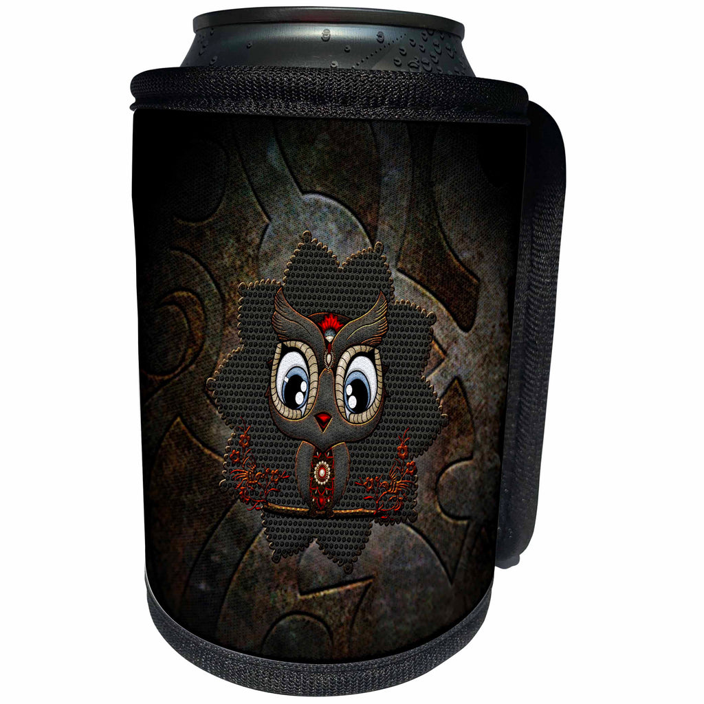 3dRose Heike Köhnen Design Steampunk - Cute little steampunk owl - Can Cooler Bottle Wrap (cc_280501)